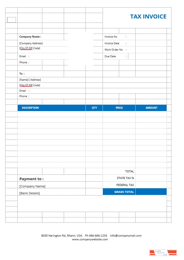 Basic Tax Invoice Template PSD template